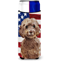 "Caroline's Treasures Brown Cockapoo Patriotic Decorative Can Hugger, Slim, Multicolor"