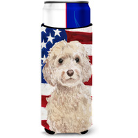 "Caroline's Treasures Champagne Cockapoo Patriotic Decorative Can Hugger, Slim, Multicolor"