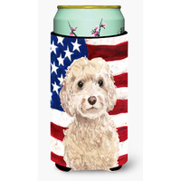 "Caroline's Treasures Champagne Cockapoo Patriotic Decorative Can Hugger, Tall, Multicolor"