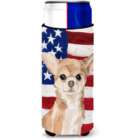 "Caroline's Treasures Chihuahua Patriotic Decorative Can Hugger, Slim, Multicolor"