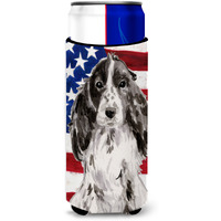 "Caroline's Treasures Black Parti Patriotic Decorative Can Hugger, Slim, Multicolor"