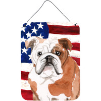 "Caroline's Treasures English Bulldog Patriotic Metal Print, 16"" x 12"", Multicolor"