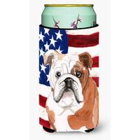 "Caroline's Treasures English Bulldog Patriotic Decorative Can Hugger, Tall, Multicolor"