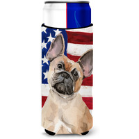 "Caroline's Treasures Fawn French Bulldog Patriotic Decorative Can Hugger, Slim, Multicolor"