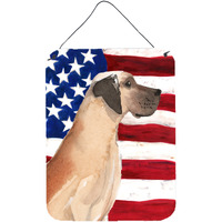 "Caroline's Treasures Fawn Natural Dane Patriotic Metal Print, 16"" x 12"", Multicolor"