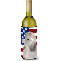 "Caroline's Treasures Grey Standard Poodle Patriotic Decorative Bottle Hugger, 750ml, Multicolor"