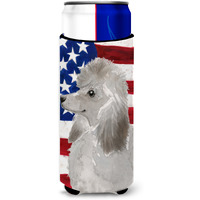 "Caroline's Treasures Grey Standard Poodle Patriotic Decorative Can Hugger, Slim, Multicolor"