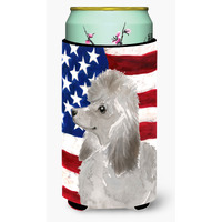 "Caroline's Treasures Grey Standard Poodle Patriotic Decorative Can Hugger, Tall, Multicolor"