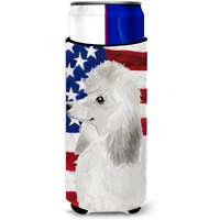"Caroline's Treasures White Standard Poodle Patriotic Decorative Can Hugger, Slim, Multicolor"