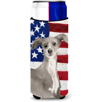 "Caroline's Treasures Italian Greyhound Patriotic Decorative Can Hugger, Slim, Multicolor"