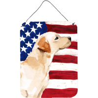 "Caroline's Treasures Yellow Labrador #2 Patriotic Metal Print, 16"" x 12"", Multicolor"