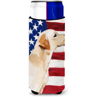 "Caroline's Treasures Yellow Labrador #2 Patriotic Decorative Can Hugger, Slim, Multicolor"