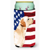 "Caroline's Treasures Yellow Labrador #2 Patriotic Decorative Can Hugger, Tall, Multicolor"