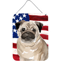 "Caroline's Treasures Fawn Pug Patriotic Metal Print, 16"" x 12"", Multicolor"