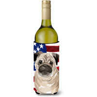 "Caroline's Treasures Fawn Pug Patriotic Decorative Bottle Hugger, 750ml, Multicolor"