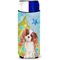 "Caroline's Treasures Blenheim Cavalier Spaniel Christmas Decorative Can Hugger, Slim, Multicolor"