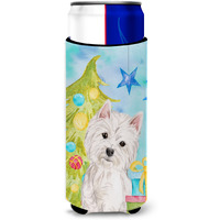 "Caroline's Treasures Westie Christmas Decorative Can Hugger, Slim, Multicolor"