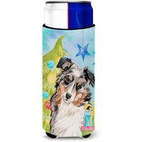 "Caroline's Treasures Australian Shepherd Christmas Decorative Can Hugger, Slim, Multicolor"