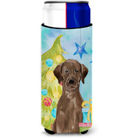 "Caroline's Treasures Chocolate Labrador Christmas Decorative Can Hugger, Slim, Multicolor"