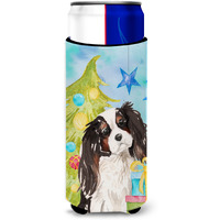"Caroline's Treasures Tricolor Cavalier Spaniel Christmas Decorative Can Hugger, Slim, Multicolor"