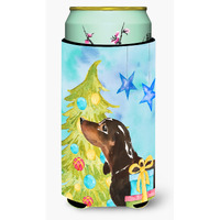 "Caroline's Treasures Black and Tan Dachshund Christmas Decorative Can Hugger, Tall, Multicolor"