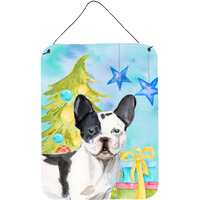 "Caroline's Treasures Black White French Bulldog Christmas Metal Print, 16"" x 12"", Multicolor"