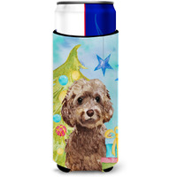 "Caroline's Treasures Brown Cockapoo Christmas Decorative Can Hugger, Slim, Multicolor"
