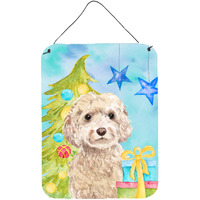 "Caroline's Treasures Champagne Cockapoo Christmas Metal Print, 16"" x 12"", Multicolor"