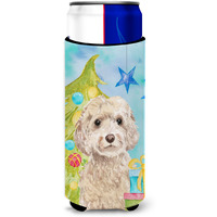 "Caroline's Treasures Champagne Cockapoo Christmas Decorative Can Hugger, Slim, Multicolor"