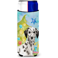 "Caroline's Treasures Dalmatian Christmas Decorative Can Hugger, Slim, Multicolor"