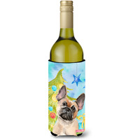"Caroline's Treasures Fawn French Bulldog Christmas Decorative Bottle Hugger, 750ml, Multicolor"