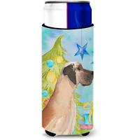 "Caroline's Treasures Fawn Natural Dane Christmas Decorative Can Hugger, Slim, Multicolor"