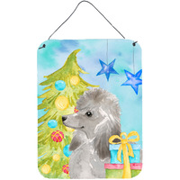 "Caroline's Treasures Grey Standard Poodle Christmas Metal Print, 16"" x 12"", Multicolor"