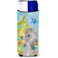 "Caroline's Treasures Grey Standard Poodle Christmas Decorative Can Hugger, Slim, Multicolor"
