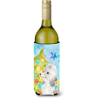 "Caroline's Treasures White Standard Poodle Christmas Decorative Bottle Hugger, 750ml, Multicolor"