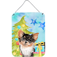 "Caroline's Treasures Long Haired Chihuahua Christmas Metal Print, 16"" x 12"", Multicolor"