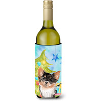 "Caroline's Treasures Long Haired Chihuahua Christmas Decorative Bottle Hugger, 750ml, Multicolor"