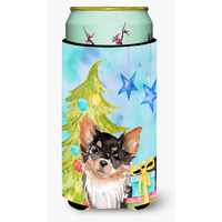 "Caroline's Treasures Long Haired Chihuahua Christmas Decorative Can Hugger, Tall, Multicolor"