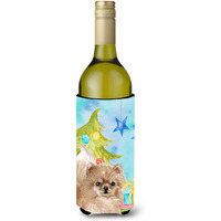 "Caroline's Treasures Pomeranian Christmas Decorative Bottle Hugger, 750ml, Multicolor"