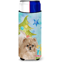 "Caroline's Treasures Pomeranian Christmas Decorative Can Hugger, Slim, Multicolor"