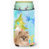 "Caroline's Treasures Pomeranian Christmas Decorative Can Hugger, Tall, Multicolor"