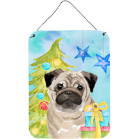 "Caroline's Treasures Fawn Pug Christmas Metal Print, 16"" x 12"", Multicolor"