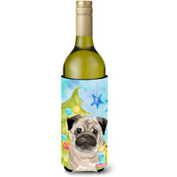 "Caroline's Treasures Fawn Pug Christmas Decorative Bottle Hugger, 750ml, Multicolor"