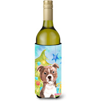 "Caroline's Treasures Red Staffie Bull Terrier Christmas Decorative Bottle Hugger, 750ml, Multicolor"