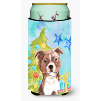 "Caroline's Treasures Red Staffie Bull Terrier Christmas Decorative Can Hugger, Tall, Multicolor"