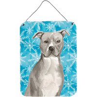"Caroline's Treasures Staffordshire Bull Terrier Winter Metal Print, 16"" x 12"", Multicolor"