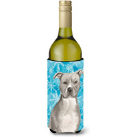 "Caroline's Treasures Staffordshire Bull Terrier Winter Decorative Bottle Hugger, 750ml, Multicolor"