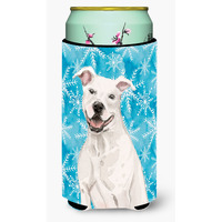 "Caroline's Treasures White Staffie Bull Terrier Winter Decorative Can Hugger, Tall, Multicolor"