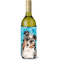 "Caroline's Treasures Australian Shepherd Winter Decorative Bottle Hugger, 750ml, Multicolor"