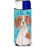 "Caroline's Treasures Brittany Spaniel Winter Decorative Can Hugger, Slim, Multicolor"